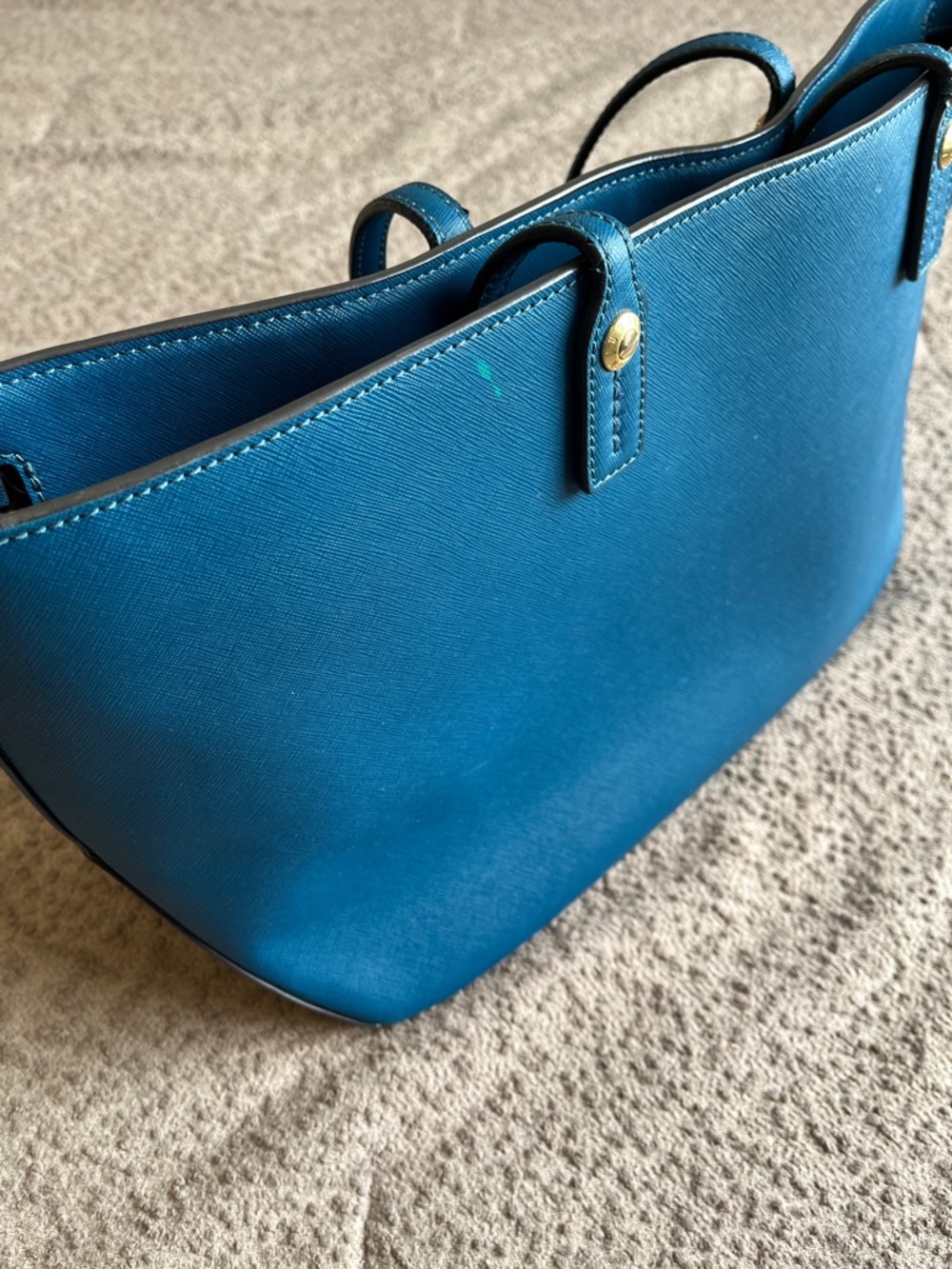 Henri Bendel West 57th Schoolbag Tote - Teal Saffiano Leather - Picture 8 of 10